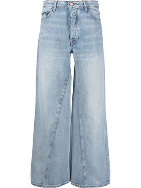 Ganni Light Blue Wide-Leg High-Waist Jeans